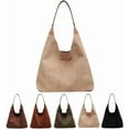 thumbnail image 2 of Leather Hobo bags for women suede purse slouchy tote bag brown leather purse suede hobo shoulder bag, 2 of 8
