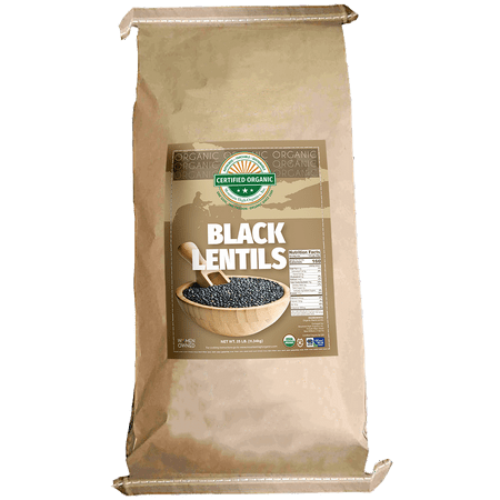 Lentil, Black 25LB BAG, USDA Certified Organic & GMO Free, Sustainable Farming Practices- Mountain High Organics