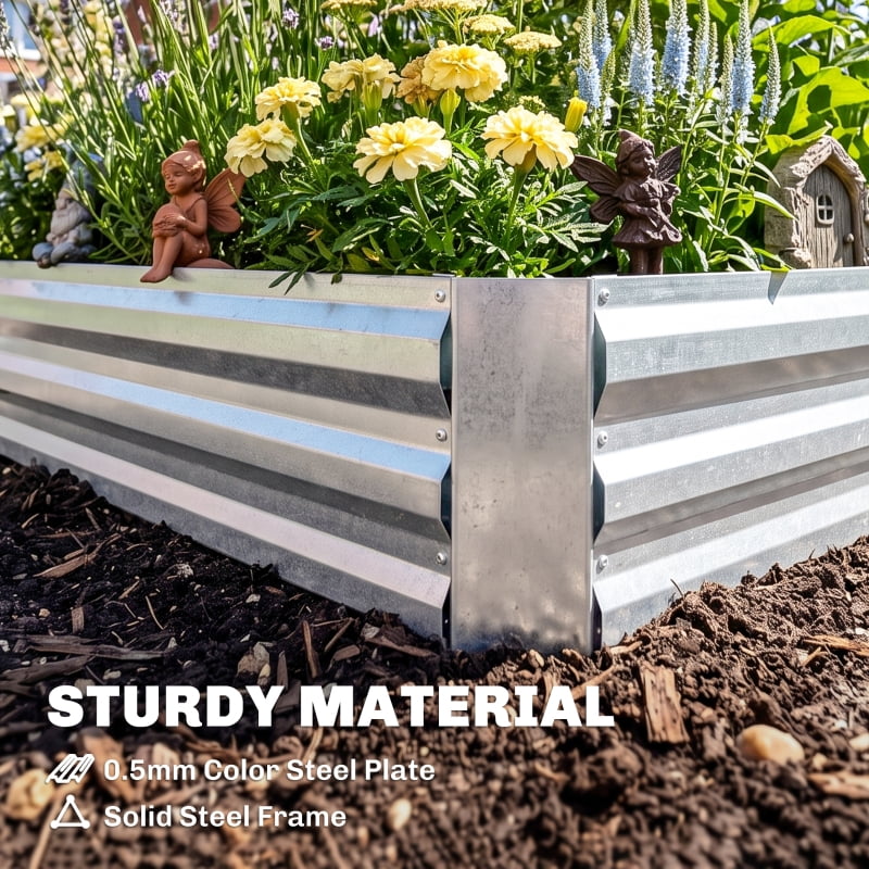 Alvantor Galvanized Raised Garden Bed with Mini Greenhouse Cover 50" Green & Gray 2-in-1