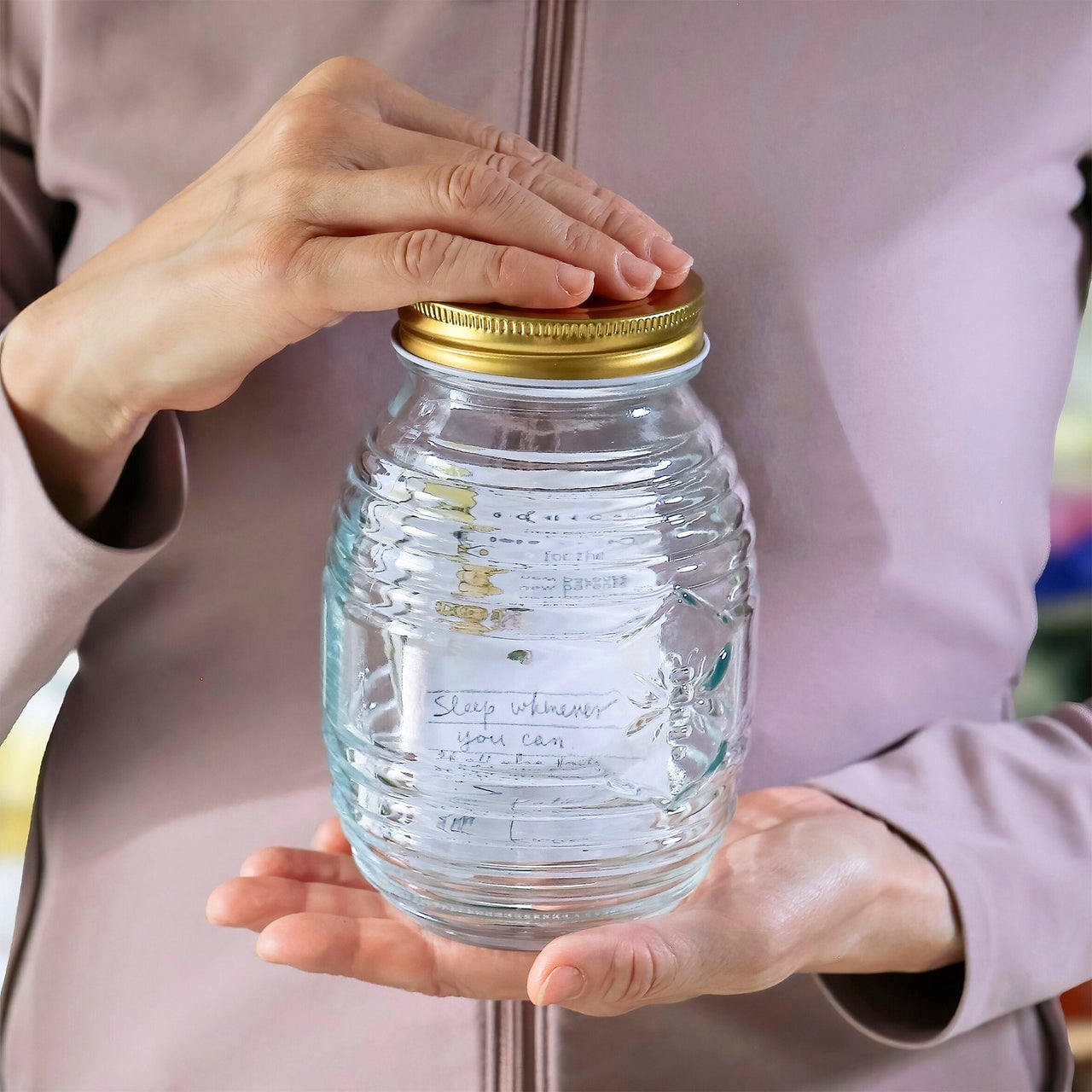 Kate Aspen Honey Bear Parenting Tip Jar For Baby Shower Game & Activity, Advice Cards & Bee Hive Shaped Jar with Lid, Nursery and Baby Shower Decoration