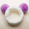 thumbnail image 2 of WHEANG Plush Spa Headbands with 3D Pom Pom Cute Fluffy Headbands for Women Soft Stretchy Fuzzy Makeup Washing Face Head Wrap Sweet Elastic Skincare Facial Headband Purple, 2 of 3