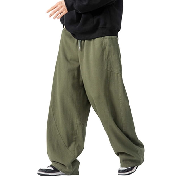 Zszcpp High Waisted Pants Men'S Plain Solid Long Drawstring Large Size Leisure Simple Basic Crago Trousers Casual Trouser
