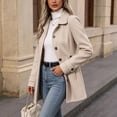 thumbnail image 5 of Edvintorg Womens Trench Coat Solid Color Long Sleeve Loose Long Jacket Turndown Collar Casual Button Down Outerwear with Pocket Woman Clothes White S-2XL, 5 of 7