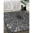 thumbnail image 3 of Ahgly Company Machine Washable Indoor Round Transitional Charcoal Black Area Rugs, 3' Round, 3 of 7