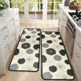 thumbnail image 4 of Geometric Flower and Dahlia Beige Anti Fatigue Kitchen Rugs Set Of 2, Non Slip Washable Decorative Floor Mats for Sink Laundry and Home Use, 17"x47", 4 of 5