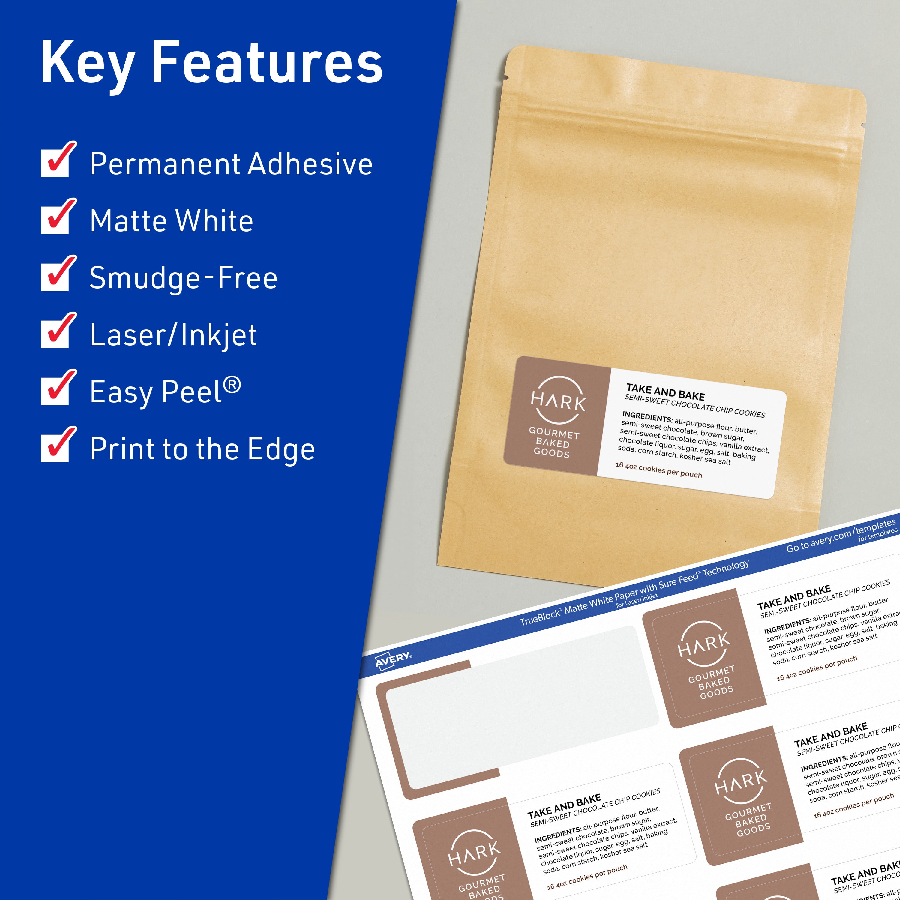 Avery TrueBlock Rectangle Labels, 2" x 3.75", 800ct