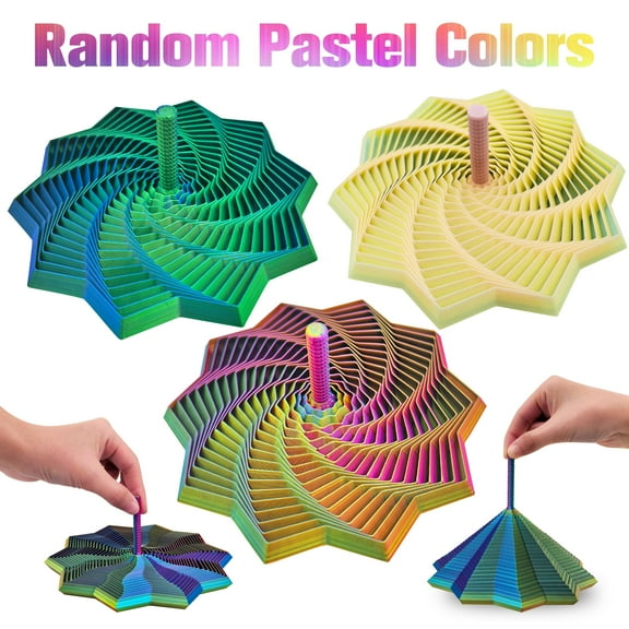 CYFW 3Pcs Sensory Fidget Star Large Lightweight 3D Printed Hexagon Spiral Tower Crisp Sound Sensory Items and Fidget Toys for Adults,Stress Relief and Focus Spinner