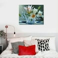 thumbnail image 5 of Nawypu White Lily Flower Wall Art Blue White Floral Nature Canvas Colorful Still Life Painting Bathroom Home Deco, 5 of 5