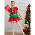 thumbnail image 6 of Haitryli Kids Girls Christmas Elf  Dress Puff Sleeve Tutu Dress Figure Skating Dance Leotard Red 6, 6 of 7