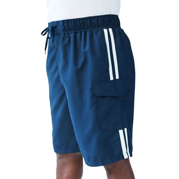 KingSize Men's Big & Tall 10" Double Stripe Swim Board Shorts