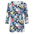 thumbnail image 4 of Iyufng Womens Tops 3/4 Sleeve,Shirts for Women Plus Size,Women's Fashion Casual Color Block Printing Round Neck T-shirt Top Blouse, 4 of 5