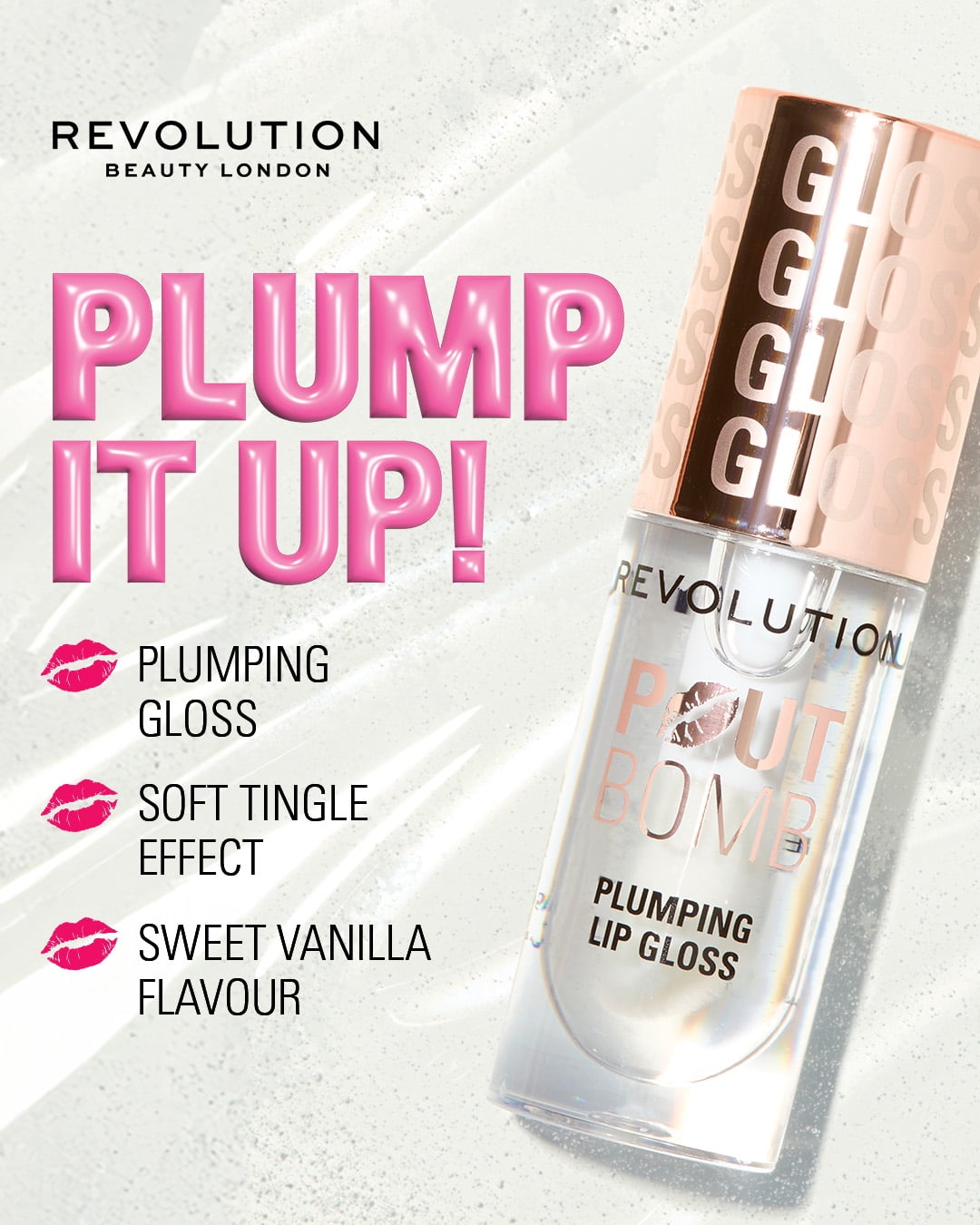 Revolution Pout Bomb Plumping High-Shine Lip Gloss with Vitamin E, Glaze Clear