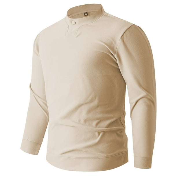 pstuiky Camisas de invierno de manga larga para hombre, Suéter informal y cálido de color sólido con cuello redondo y manga larga para hombre, con base de terciopelo alemán. xxs