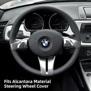 Alfanxi Hand Stitch Steering Wheel Cover Alcantara Material for BMW Z4 E85 E86 2003-2008-No Stripes