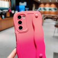 thumbnail image 5 of for Samsung Galaxy S23 Case with Wrist Strap Stand, Cute Gradient Color Wavy Phone Case with Camera Lens Cover Shockproof Protect Soft Silicone Bumper Galaxy S23 Case 6.1" (Hot Pink), 5 of 10