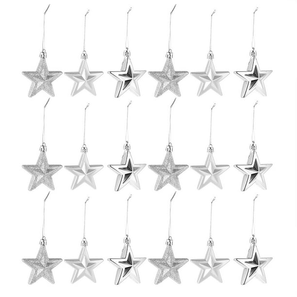 18 piezas elegantes estrellas de cinco puntas árbol de Navidad decoración de estrellas decoraciones colgantes de Navidad