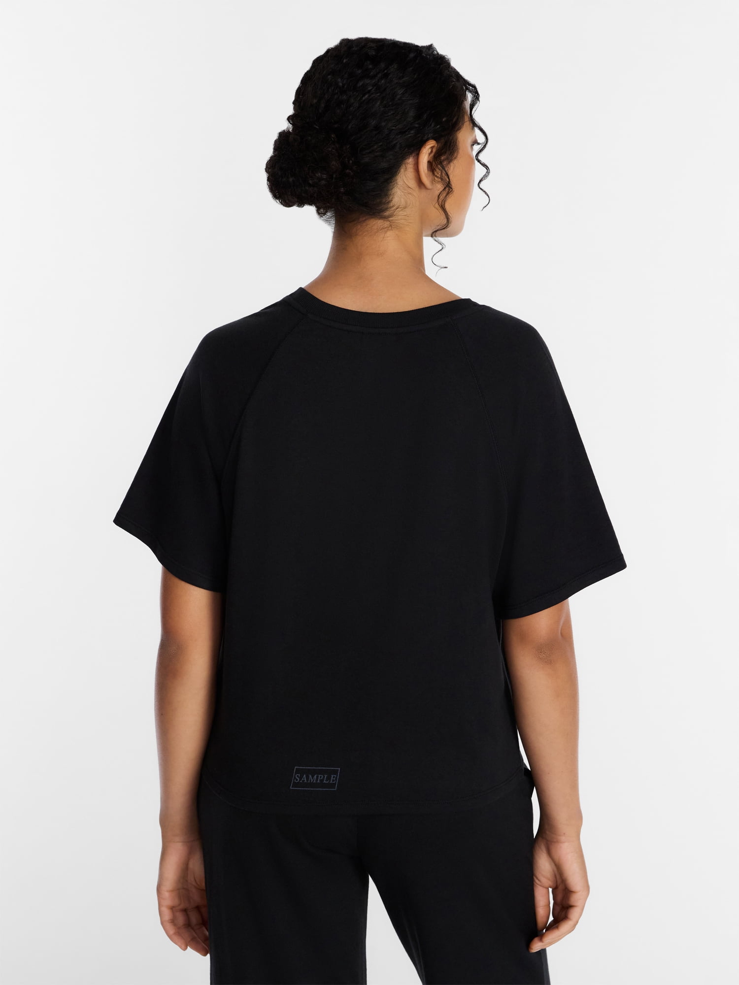 Joyspun Women's French Terry Knit Sleep Top with Short Sleeves, Sizes XS-3X
