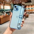thumbnail image 4 of Compatible with iPhone 15 Pro Max Case, Cute Luxury Plating Edge Bumper with Love-Heart Wristband Stand Soft TPU Shockproof Case for iPhone 15 Pro Max for Girl Women, 4 of 9