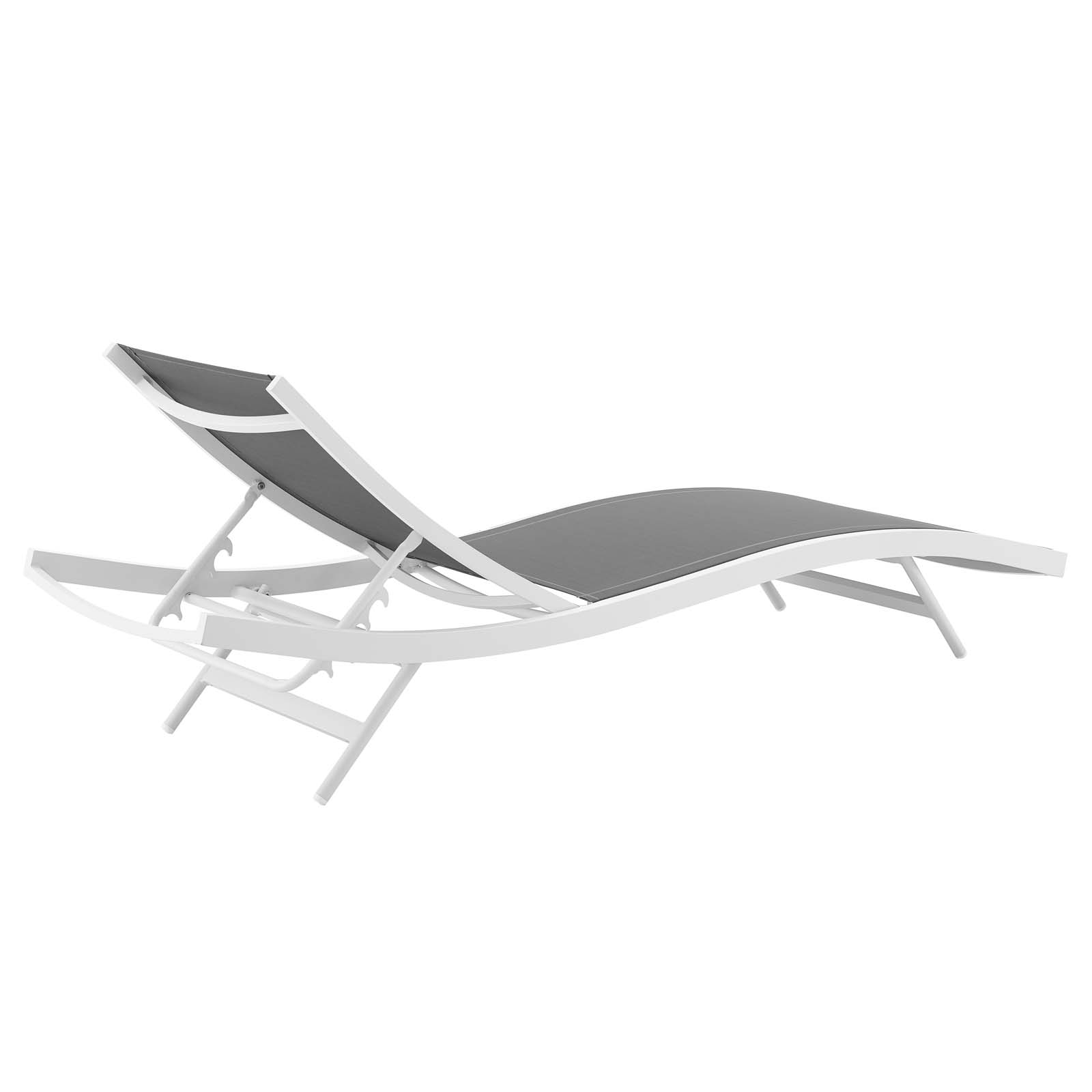 Modern Contemporary Urban Design Outdoor Patio Balcony Garden Furniture Lounge Chair Chaise, Fabric Aluminium, White Grey Gray - image 2 of 7