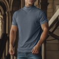 thumbnail image 2 of Rrunsv Men's T-Shirt Men's Casual Solid Slim Fit Notch V Neck Short Sleeve Tee Shirt Summer Top Grey,XXXL, 2 of 4