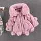 thumbnail image 1 of Suéter de lana de otoño e invierno para niñas, ropa para niños, abrigo de algodón grueso con cuello de piel sintética grande y moda, 1 of 6