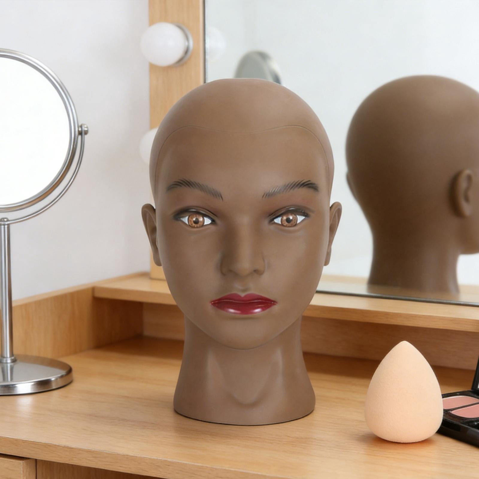 Serenable Female Mannequin Head Manikin Head Realistic Prop Wig Display Display Model for Styling Headdress Scarves Retail Beauty Salon black