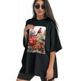 thumbnail image 3 of Plus Size Shirt for Women Black Tops for Women Short Sleeves Shirt for Women Birds6 T Shirt Crewneck Shirt for Women 5XL, 3 of 5