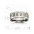 thumbnail image 2 of Mens Titanium Roman Numerals 8mm Satin Flat Wedding Band Ring, 2 of 5