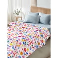 thumbnail image 4 of Colorful Polka Dot Twim Size Flat Sheet, Wrinkleproof & Fadeproof Cooling Flat Bed Sheet Only, Rainbow Watercolor Polka Dots Breathable Soft Bedding Top Sheets 66 x 96 Inches, 4 of 8