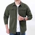 thumbnail image 2 of LWITHSZG Button Down Shirt Men Loose Fit Collared Long Sleeve Shirts Fall Lightweight Going Out Tops Work Casual Outerwear with&nbsp;Pockets, 2 of 9
