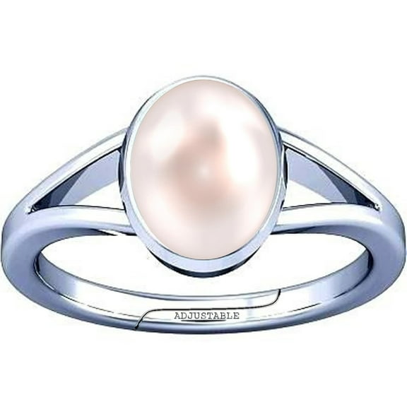 Divya Shakti 6.25-6.50 Carat Pearl Moti Gemstone Silver Adjustable Ring for Mens & Womens
