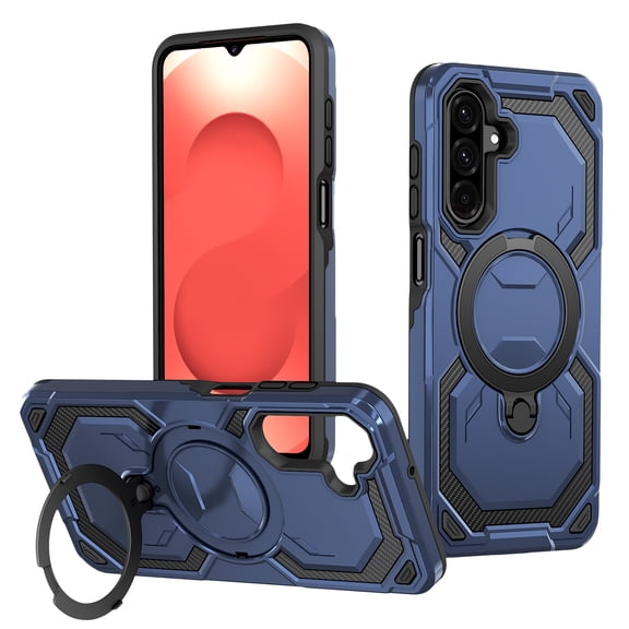 Armor Designed for Samsung Galaxy A35 Magnetic Case, Rugged Shockproof, with 360 Rotate Ring Kickstand, Hard Anti-Drop Heavy Duty Protection Hybrid Phone Cover for Galaxy A35, Blue