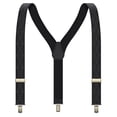 thumbnail image 2 of Premium Men's Suspenders Y-Shaped 1 3/8" Wide Rhombus Elastic Braces (Black), 2 of 6