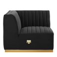 thumbnail image 3 of Modular Sofa Corner Chair, Gold Black, Velvet, French Living Lounge Cafe Lobby Hospitality Restaurant, Modern Contemporary Boutique HB33782, 3 of 6