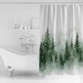 thumbnail image 4 of Extra Long Shower Curtain 72x84 Inch, Green Foggy Forest Shower Curtain Waterproof Bathroom Decor Watercolor Mist Mountains Landscape Fabric Bath Curtain Set Accessories with Hooks, 4 of 6