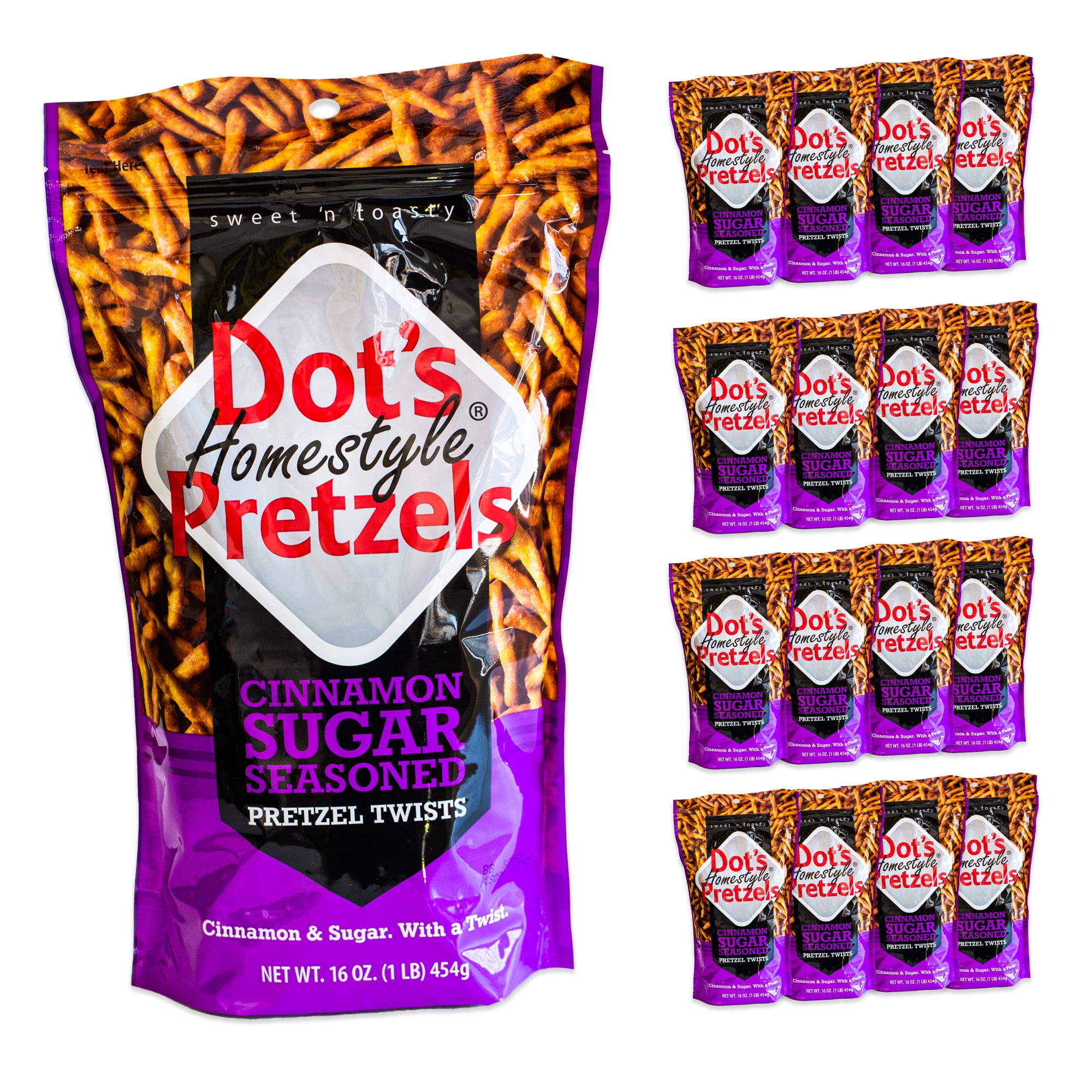 Dot's Cinnamon Sugar Pretzel Twists Coated with Delicious Cinnamon