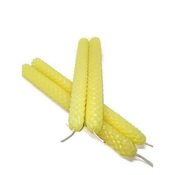 Natural Hand Rolled Eco Friendly Beeswax 8 Inch Taper Candles 2 Pack. Great for Center Piece Dinner Candle or for Prayer
