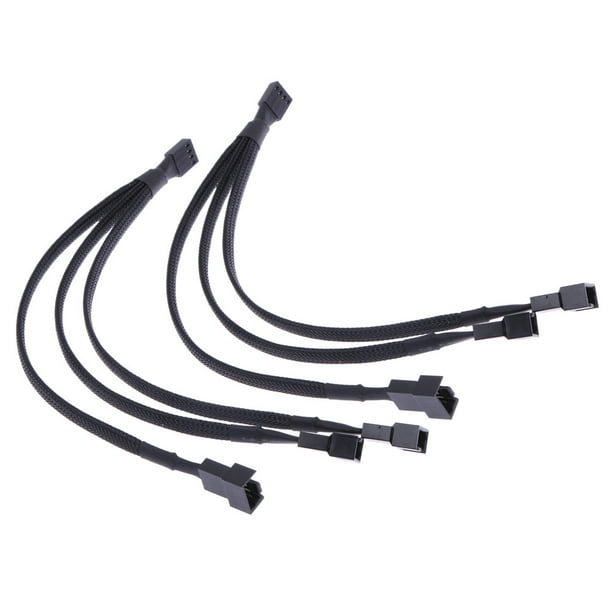 Línea De Velocidad Del Ventilador Cable de ventilador PWM de 4 pines Cable de extensión con funda negra divisora de 1 a 3 vías