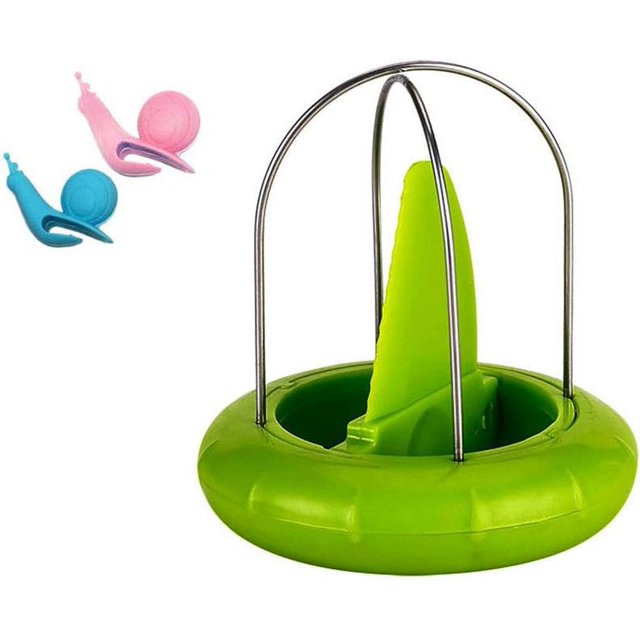 Pelador de verduras y kiwi, pelador de frutas deshuesado de acero inoxidable para cocina y 2 uds., soporte para bolsa de té colgante de silicona con forma de caracol de color aleatorio JM