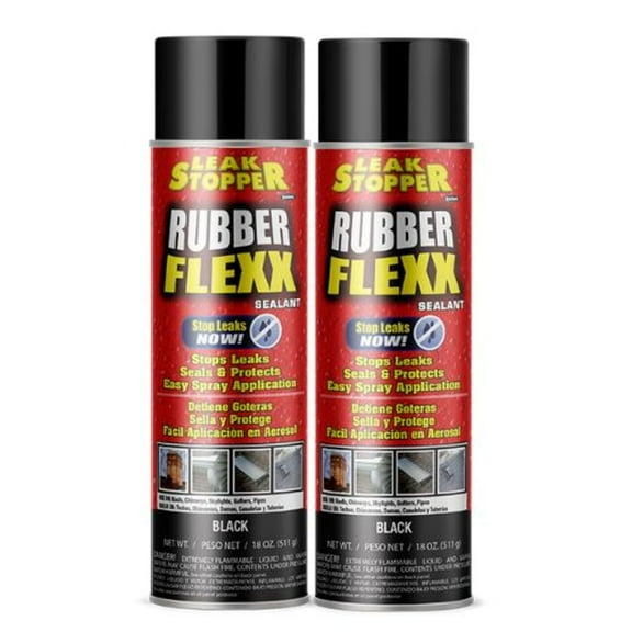 Black Jack Rubber Flexx Repair Sealant Spray - Waterproof, Stop Leak Spray Sealer - 2 Pack, Black
