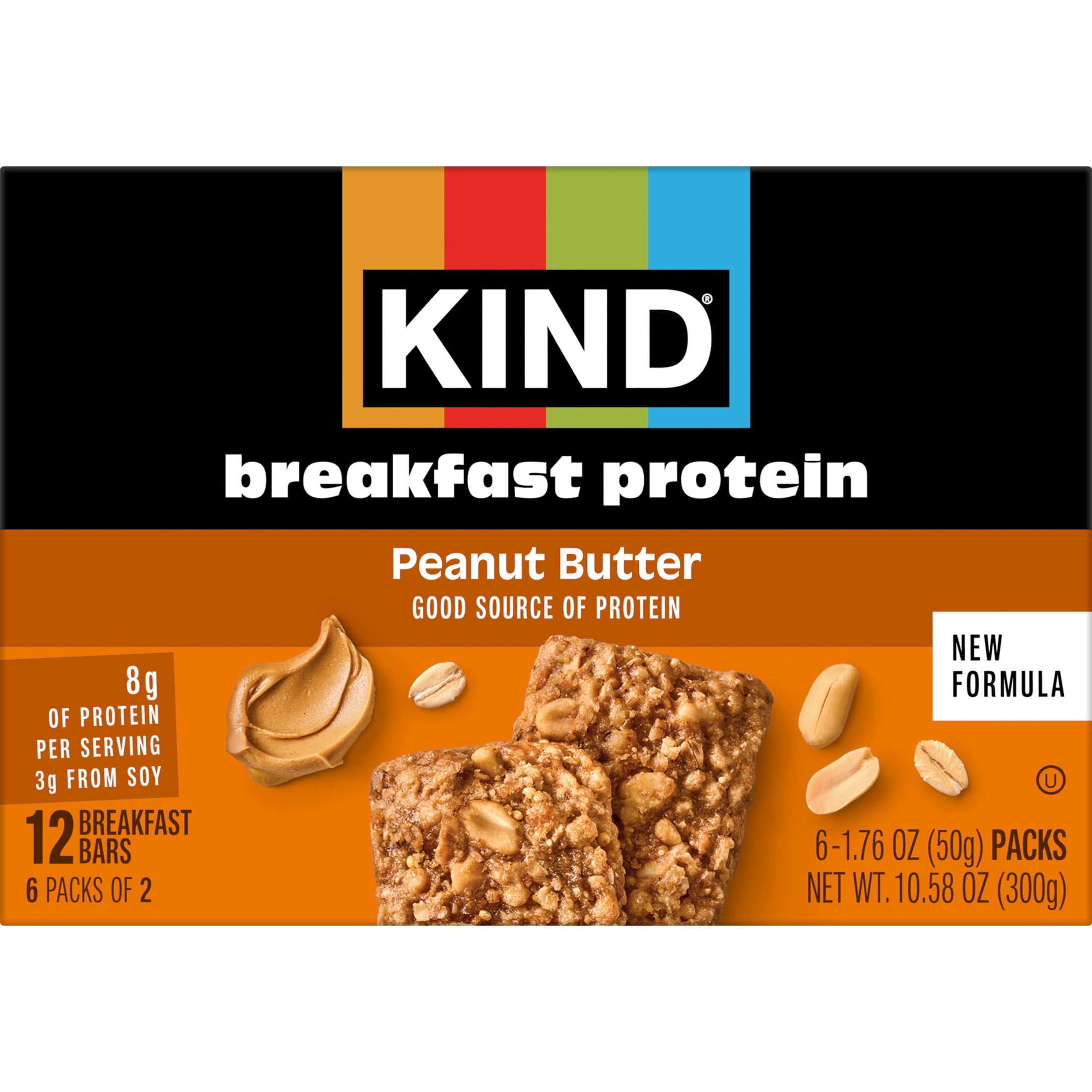 (5 pack) KIND Breakfast Protein Bars, Peanut Butter, Gluten Free, 8g Protein, 1.76 oz, 6 Packs