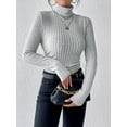 thumbnail image 3 of Pull Col Roulé Élégant Couleur Unie Manches Longues pour Automne Hiver Femmes, 3 of 10