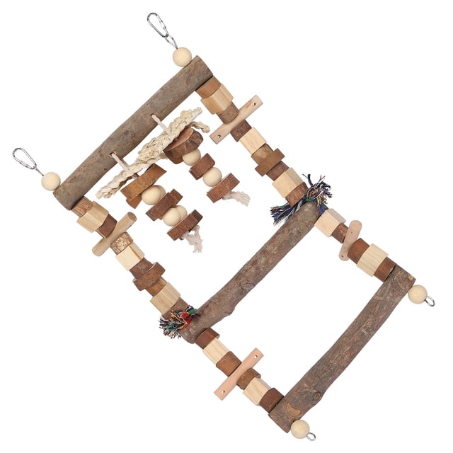 Juguetes para masticar columpio para pájaros, puente con escalera para pájaros, puente con escalera para pájaros, juguetes para masticar loros, construcción robusta Jadeshay A