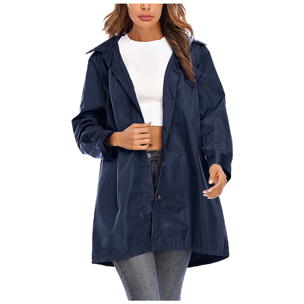 womens mid length rain coat