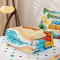 thumbnail image 5 of jejeloiu Bold Hello Summer Zipper Full Size Comforter Sets with Fitted Sheet and 2 Pillowcases,Watermelon Anchor Print Zipper Bedding Set For Boys,Blue Orange,Polkadot Reversible,4-Piece, 5 of 7