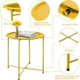 thumbnail image 5 of Folding Tray Metal Side Table Yellow Round End Table Cyan Sofa Small Accent Fold-able Table, Round End Table Tray, Next to Sofa Table, Snack Table for Living Room and Bed Room, 5 of 9