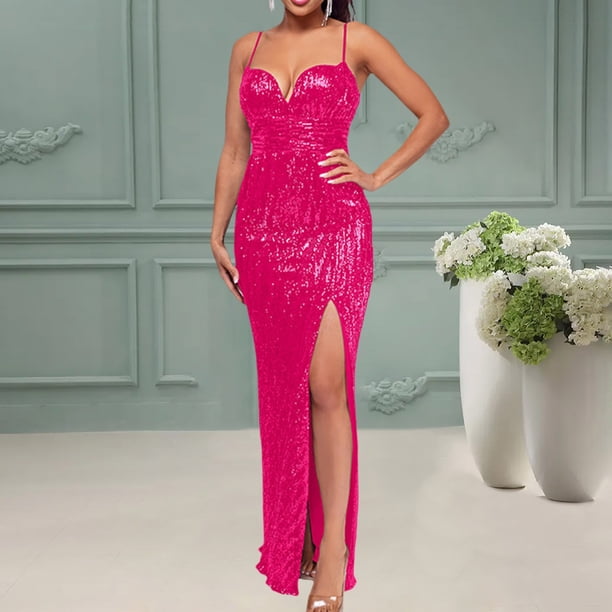 WILLBEST Vestidos De Verano Vestido Ajustado Con Tirantes Finos Y Falda Ajustada Con Lentejuelas Para Mujer