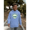 thumbnail image 2 of Alien Emoji Vibes Only - Retro UFO Space Graphic Youth's Hoodie, 2 of 4