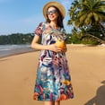 thumbnail image 4 of Disketp Vibrant Leopard In Flowers para Vestido de Manga Corta para Mujeres, Vestidos de Verano para Mujeres, Casual y Holgado para la Playa, 4 of 6