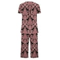 thumbnail image 4 of Levmjia Womens Pajama Set Polyester Short Sleeve Sleepwear Loungewear 2 Piece Outfit Comfortable Soft Casual Summer Nightwear for Women, 4 of 5